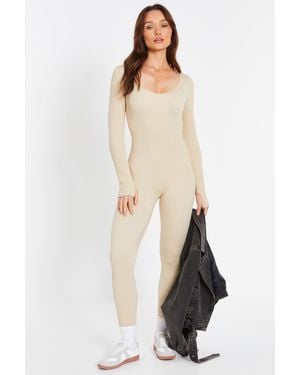 Quiz Seamless Long Sleeve Jumpsuit - Natural