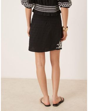 Y.A.S Contrast Cornelli Embroidered Mini Skirt Co-Ord - Black