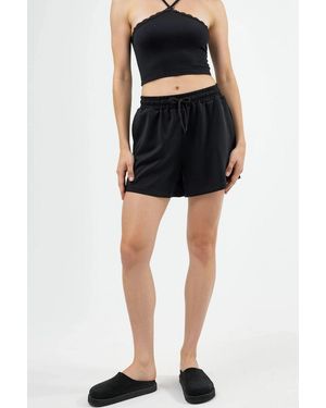 Busem Elastische Taille Modal Shorts Met Pocketen - Zwart