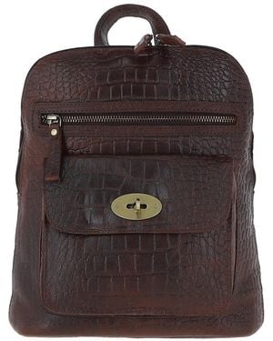 Ashwood Leather 'Bonfanti' Croc Print Real Mini Backpack - Brown