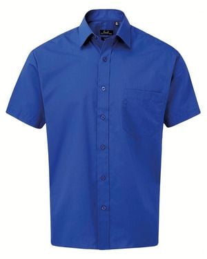 PREMIER Short Sleeve Poplin Shirt (Royal) - Blue