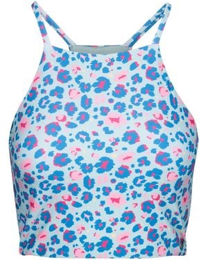 Trespass Ladies Harlow Leopard Print Swim Top (Light Sage) - Blue