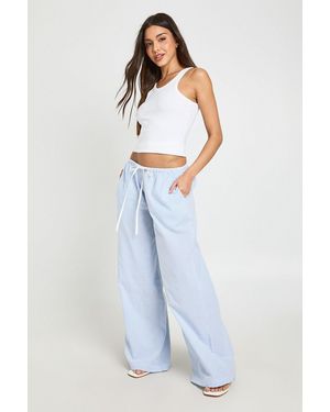 Boohoo Contrast Drawcord Wide Leg Trousers - Blue