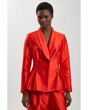 Karen Millen Satin Twill Single Breasted Blazer - Red
