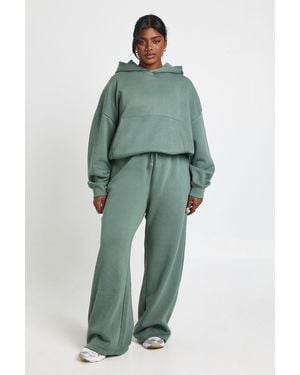 Boohoo Plus Wide Leg Joggers - Green