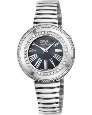 Gevril Gandria Swiss Diamond Watch, 316L Ss Case, Mop Dial, Bracelet - Grey