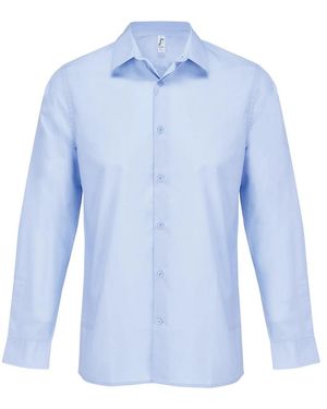 Sol's Adult Bailey Poplin Long-Sleeved Shirt (Sky) - Blue
