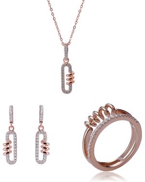 Orphelia 'Gigi' 925 Sterling Set: Necklace + Earrings + Ring - Metallic