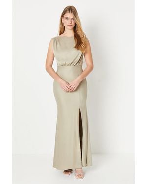 Debut London By Coast Cowl Back Satin Bridemaids Dress - Natural