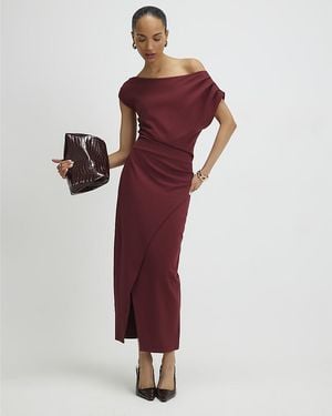 River Island Midi Dress Draped - Red