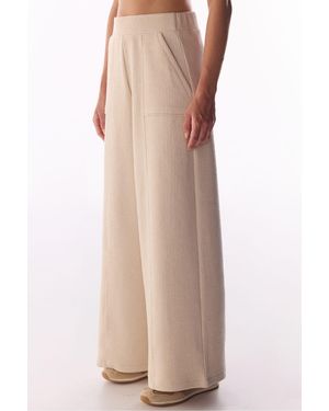 Penti Pastel Ribbed Stitch Detail Trousers - Natural