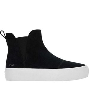TOMS Ladies Suede Platform Chelsea Boots - Black