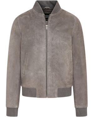 Infinity Leather Goat Suede Ma-1 Bomber Jacket-Antalya - Grey