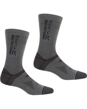 Regatta Adult Wool Hiking Boot Socks (Pack Of 2) (Briar/ - Grey