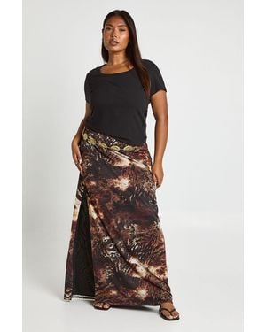 Boohoo Plus Mesh Maxi Skirt - Multicolour