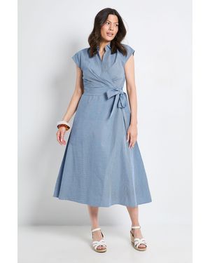 PRINCIPLES Stripe Wrap Collared Shirt Dress - Blue