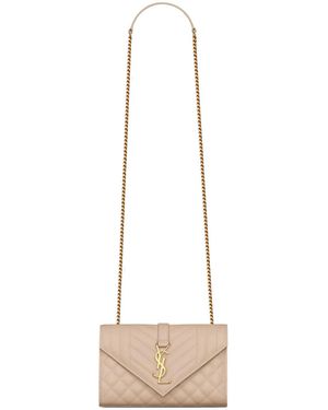 Saint Laurent Tassen ,Leer Envelope Small - Metallic