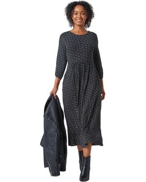 Roman Petite Spot Pocket Stretch Ruched Midi Dress - Black