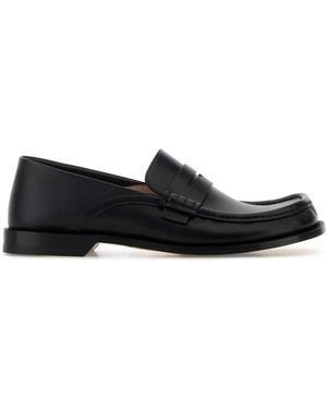 Loewe Leather Campo Flap Loafers - Black