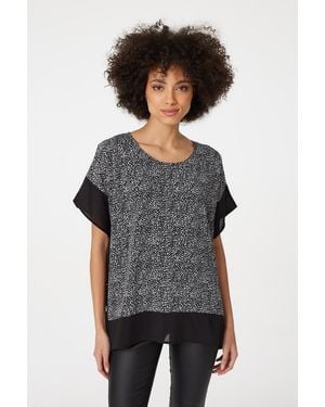 Izabel London Leopard Print Poncho Blouse Top - Grey