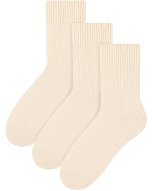 Steve Madden 3 Pairs Wool Dress Socks - Natural