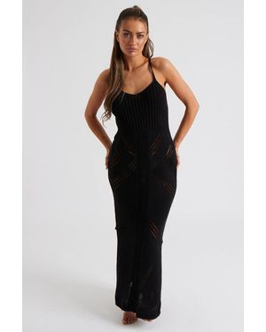 Urban Bliss Pointelle Knit Midaxi Dress - Black
