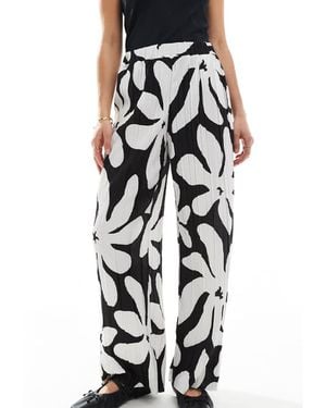 Vero Moda High Waist Wide Leg Plisse Trouser - Black