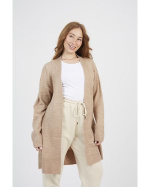 Brave Soul Longline Dropped Shoulder Cardigan - Natural