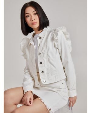 Pink Vanilla Frill Shoulder Denim Jacket - Grey