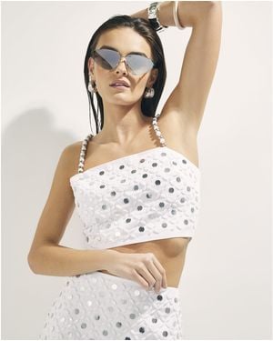 River Island Crop Top Embellished Beach Cotton - White