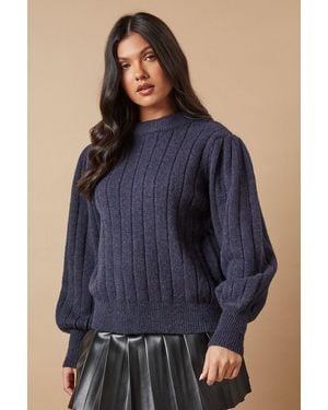Oasis Bow Back Ribbed Jumper - Blue
