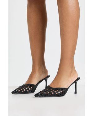 Boohoo Weave Front Court Heeled Mules - Black