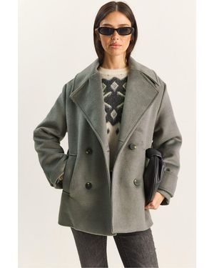 Bianco Lucci Oversized Coat With Pockets - Multicolour