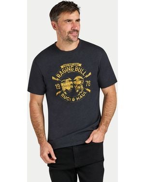 Raging Bull Ruck & Maul Print T-Shirt Cotton - Blue