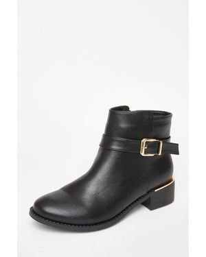 Quiz Wide Fit Buckle Chelsea Boots - Black