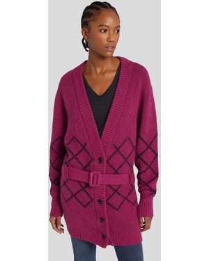 7 For All Mankind Ladies Diamond Stitch Cardigan Jumper - Red