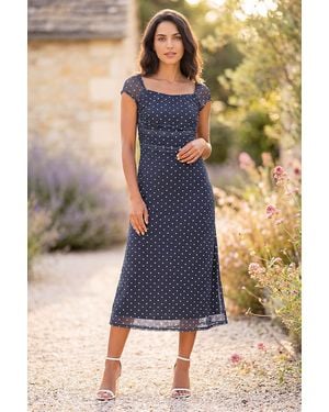 D.u.s.k Heart Spot Print Midi Dress - Blue