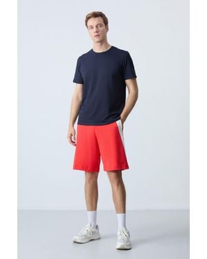 TOMMY LIFE Cotton Blend Sweat Shorts - Red