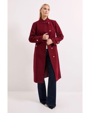 Wallis Principles By Button Wrap Coat - Red