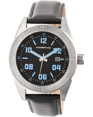 Morphic M63 Series Leather-Band Watch W/Date - Metallic