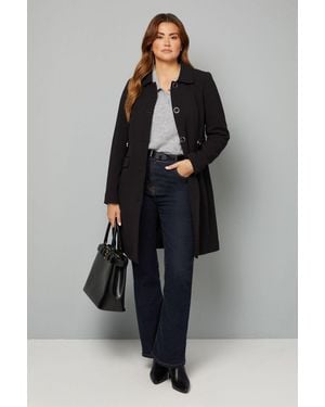 Wallis Double Crepe Pea Coat - Black