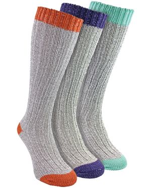 Sock Snob 3 Pairs Extra Long Warm Wool Ladies Socks - Grey