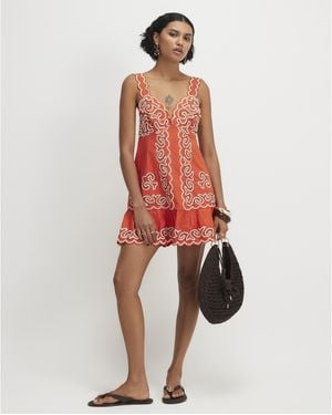 River Island Mini Dress Cotton Embroidered Beaded