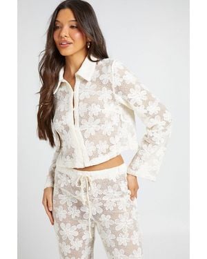 Boohoo Ditsy Crochet Shirt - White