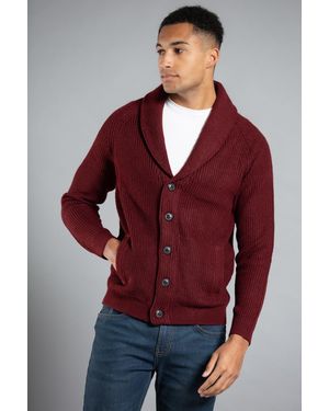 Tokyo Laundry Shawl Neck Ribbed Cardigan - Red