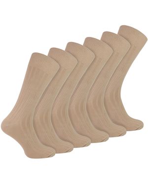 Sock Snob Plain Coloured Cotton Rich Ribbed Dress Socks - Brown