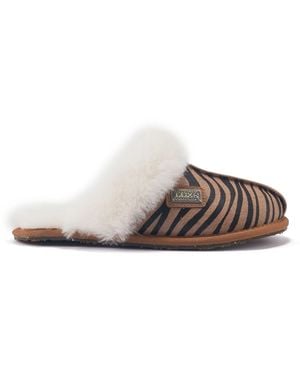 Australia Luxe Closed Mule Zebra Slipper - Brown