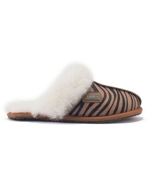 Australia Luxe Closed Mule Zebra Slipper - Brown