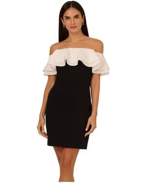 Adrianna Papell Knit Crepe Combo Mini Dress - Black