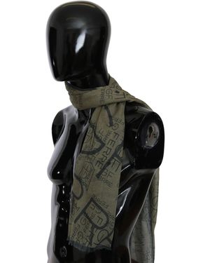 Gianfranco Ferré Vrouwen Groen Wol Viscose Foulard Gedessineerde Merk Sjaal - Zwart